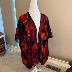 Chico's Black and Red Kimono